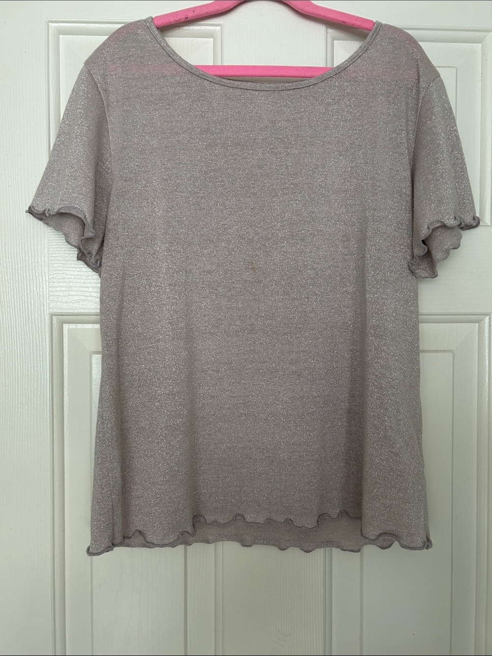 Express Shimmery Light Pink Short Sleeve Top